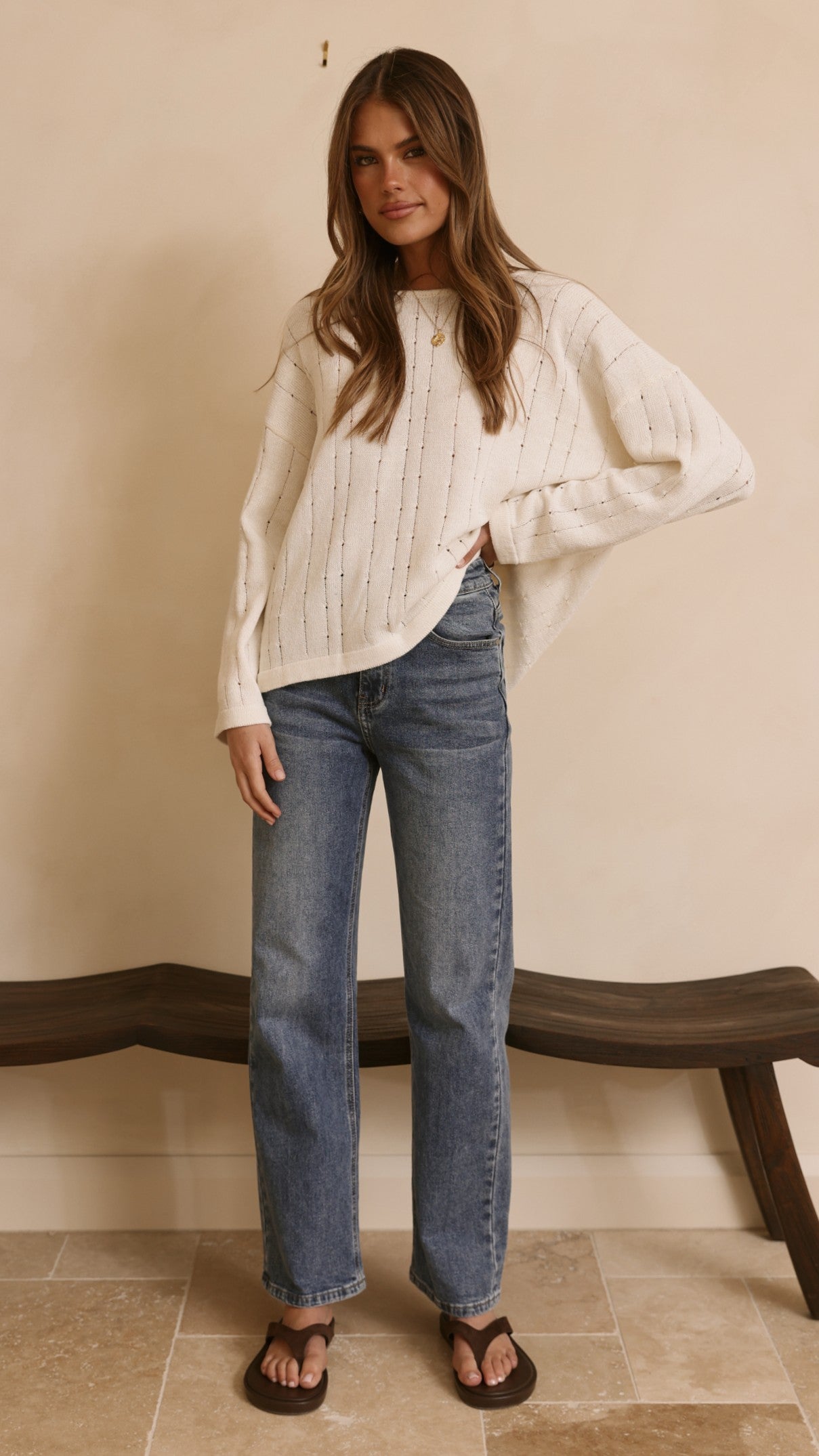 Mia Long Sleeve Top - Cream