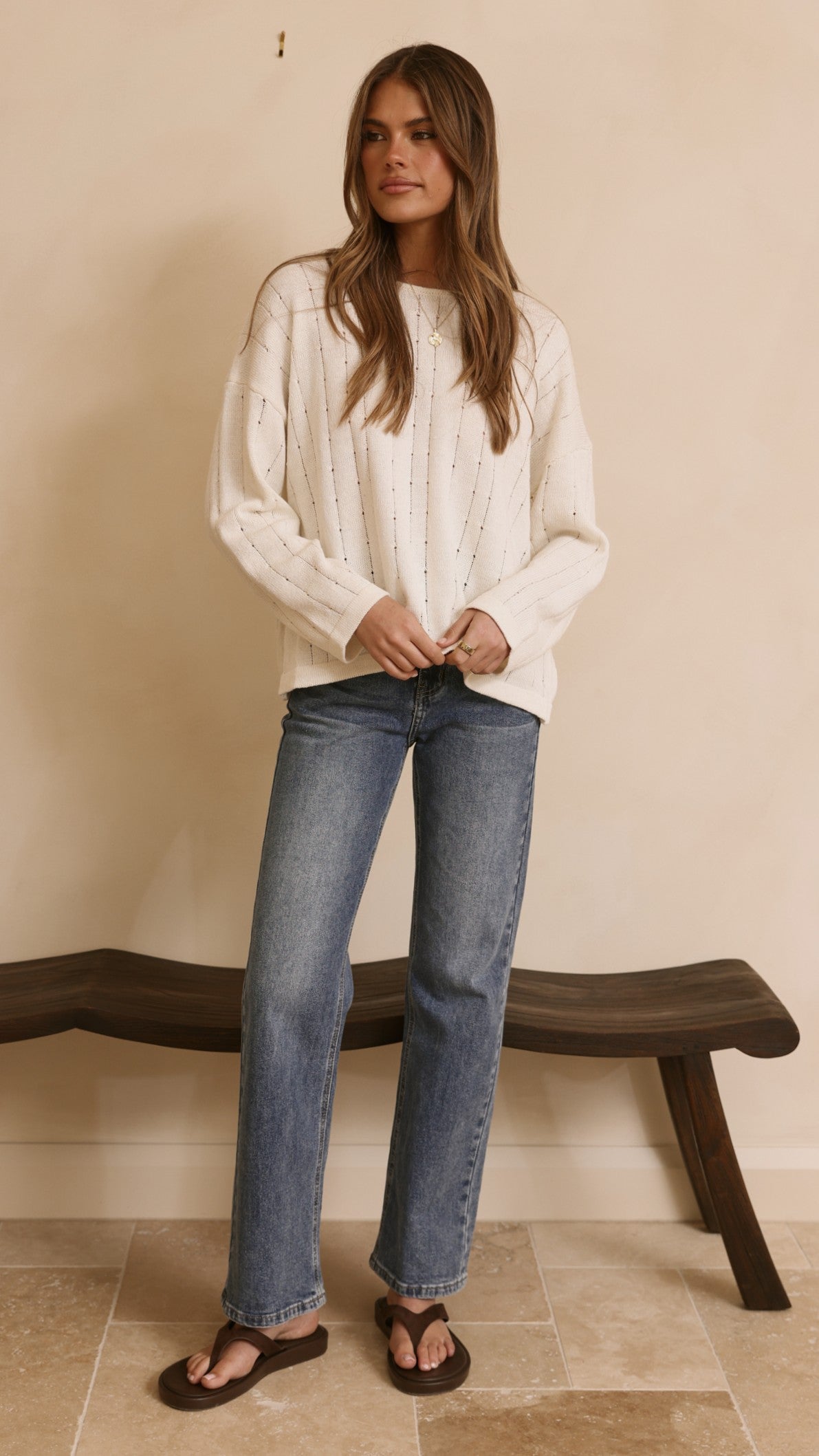Mia Long Sleeve Top - Cream