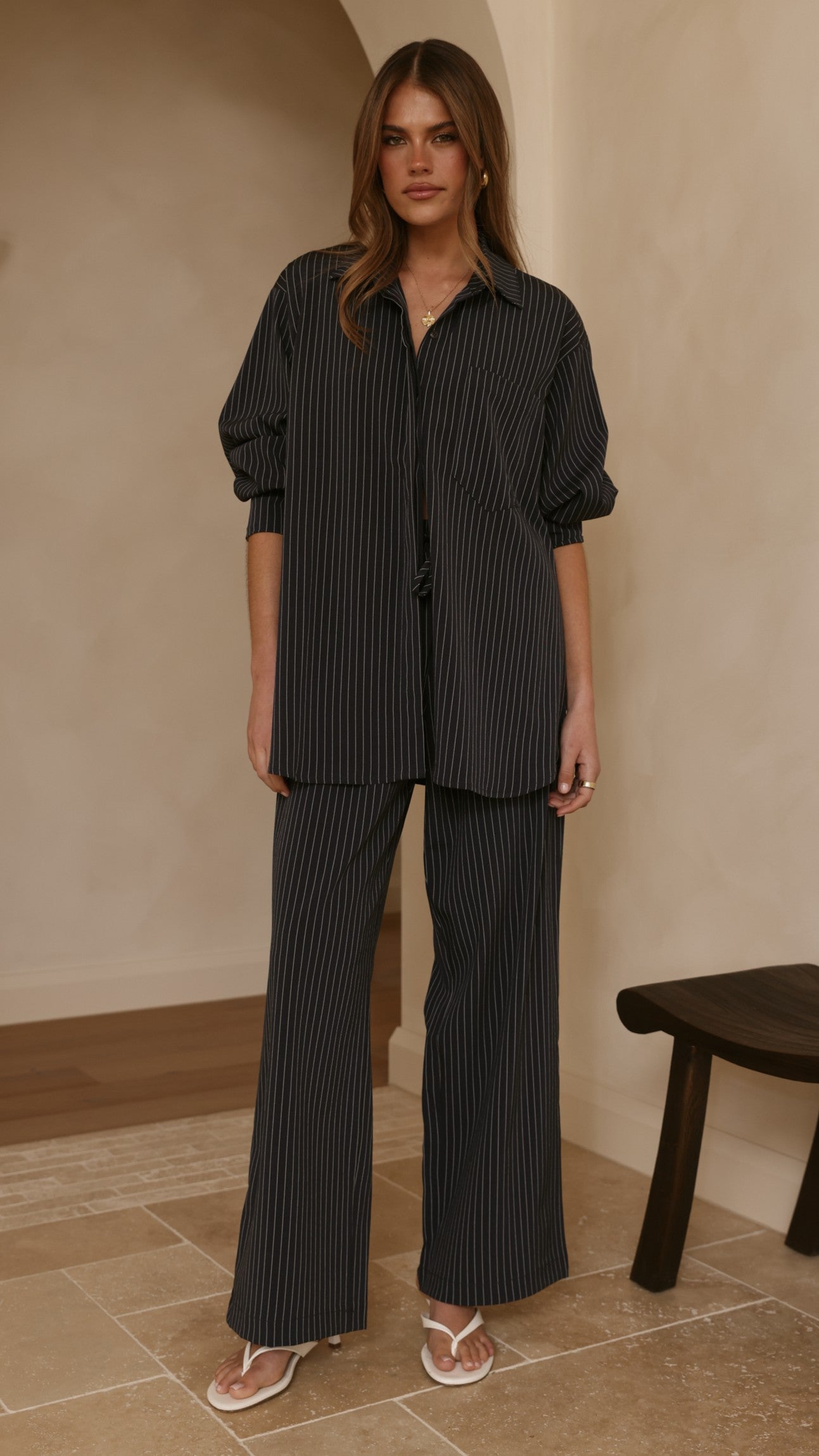 Zaila Pants - Navy/White Stripe