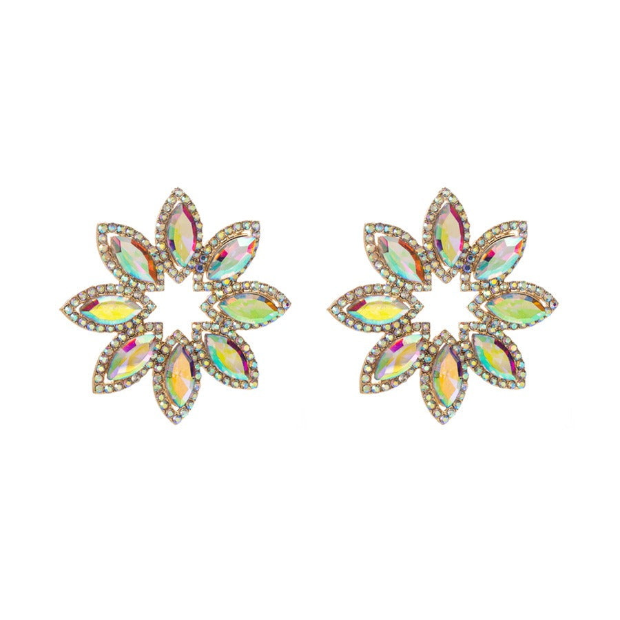 High-End Diamond Flower Earrings