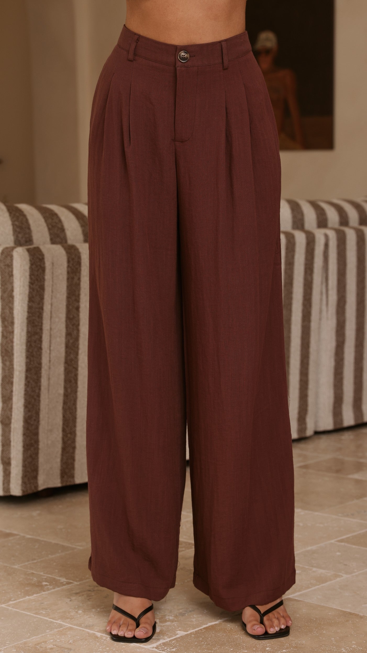 Leela One Shoulder Top and Pants Set - Brown