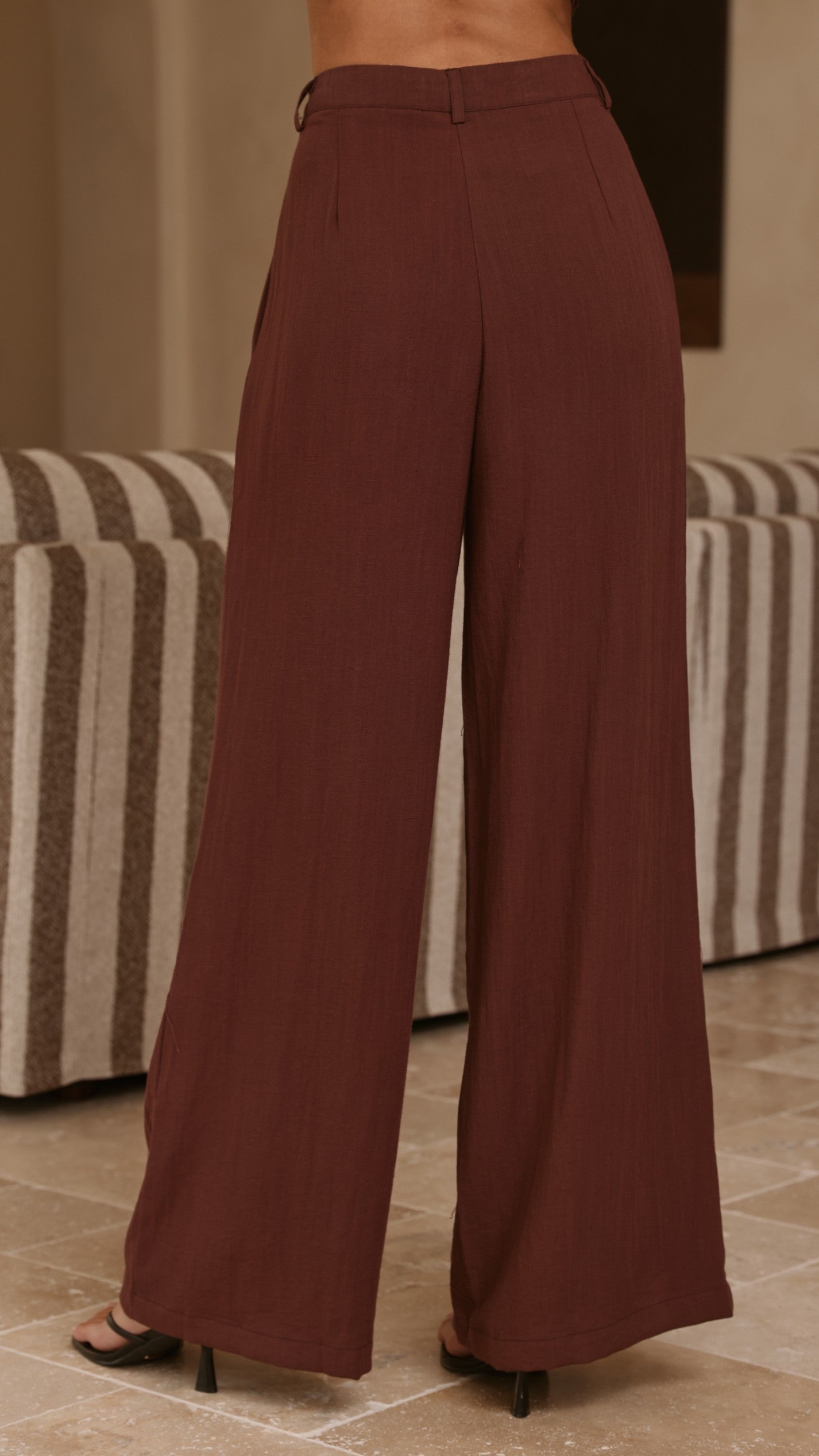 Leela One Shoulder Top and Pants Set - Brown