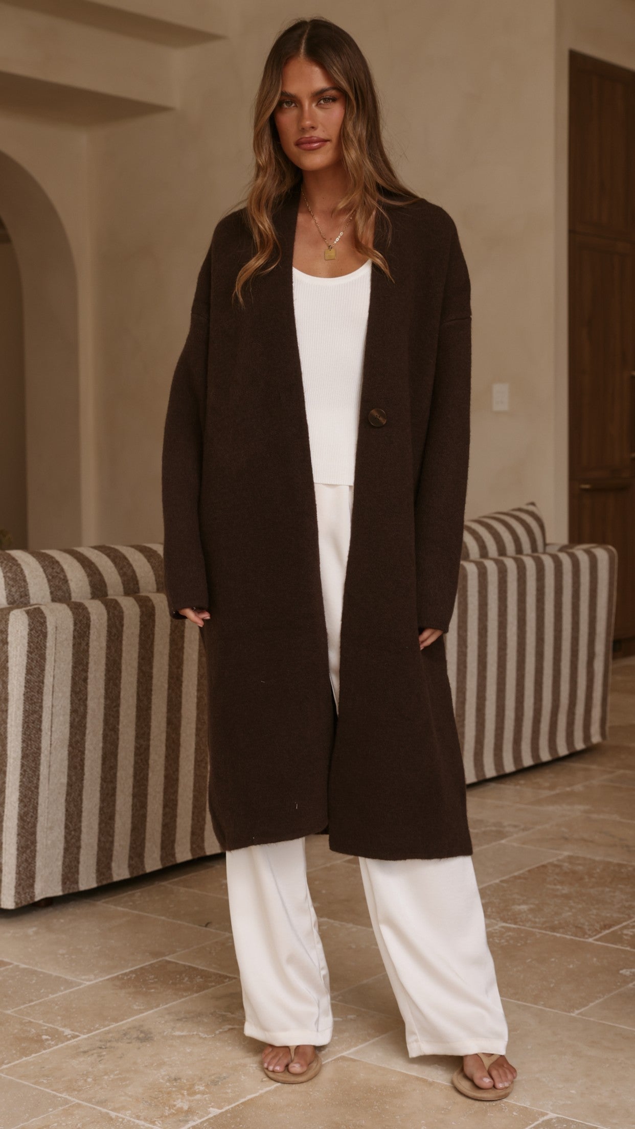 Romy Longline Cardigan - Chocolate