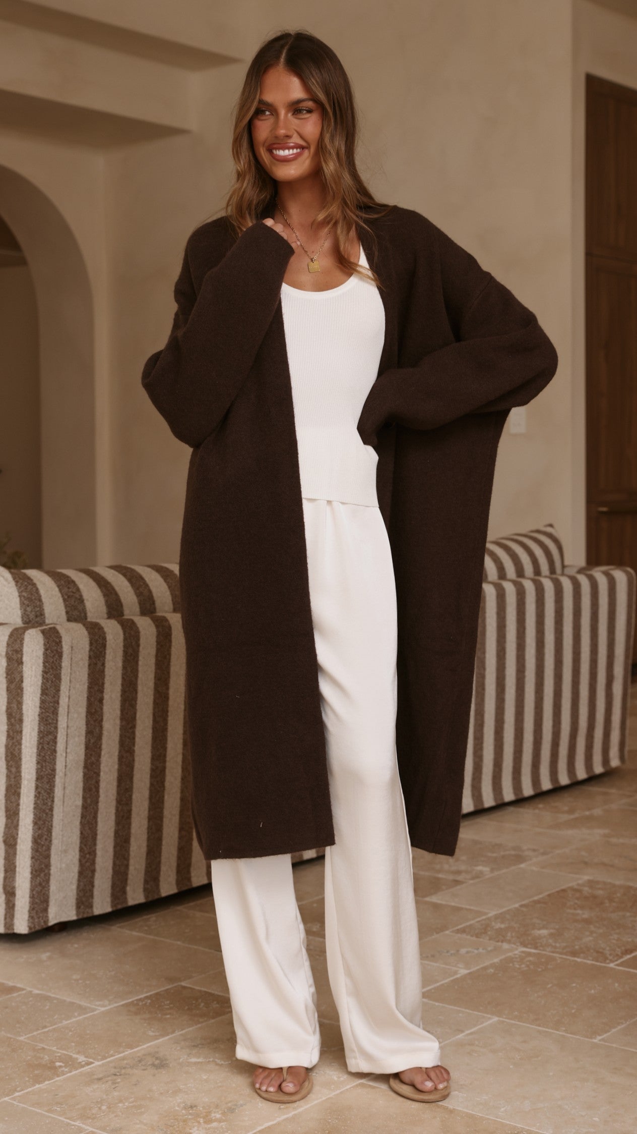 Romy Longline Cardigan - Chocolate
