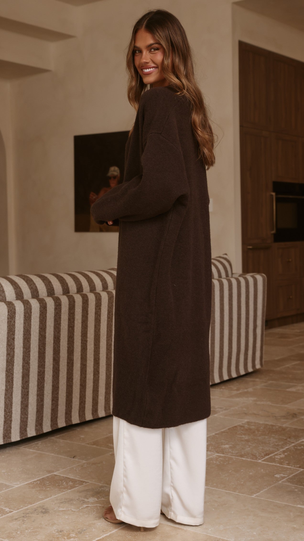 Romy Longline Cardigan - Chocolate