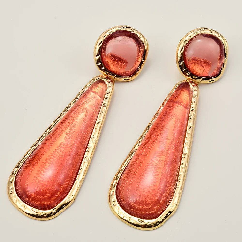 Geometric Water Drop Resin Earrings