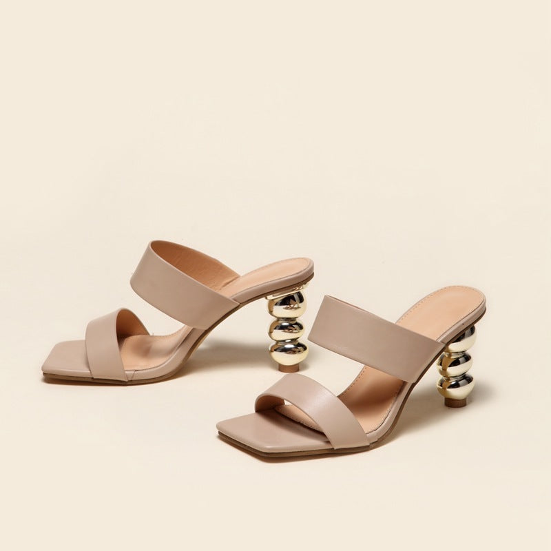 Metallic Bubble Heels Sandals