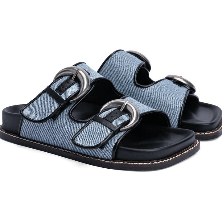 Casual Denim One-Line Beach Sandals
