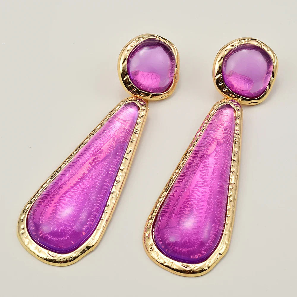 Geometric Water Drop Resin Earrings