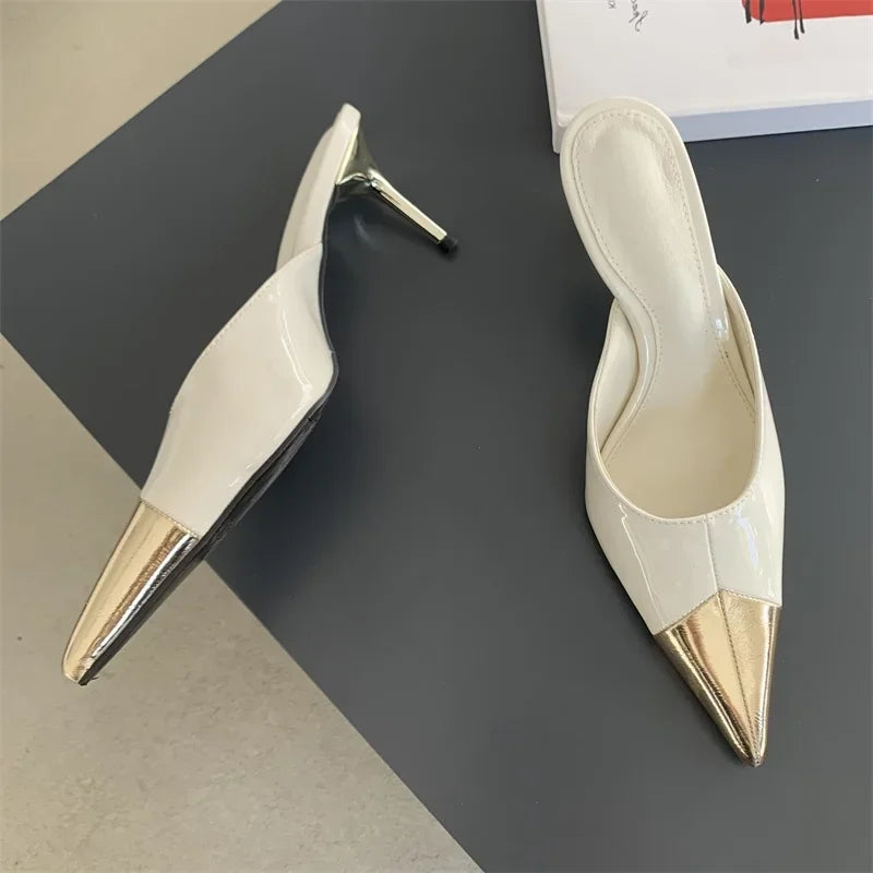 Cap Toe Stiletto Mule Sandals