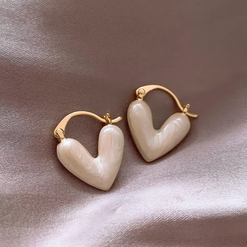 Vintage Enamel Love Heart Earrings