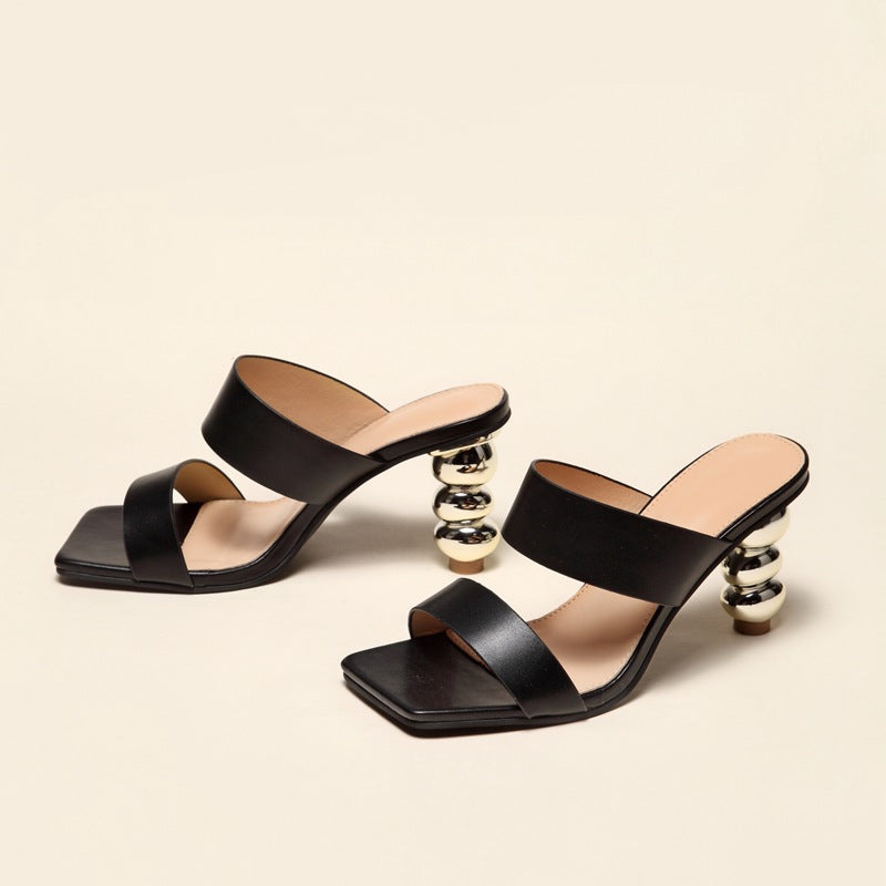 Metallic Bubble Heels Sandals