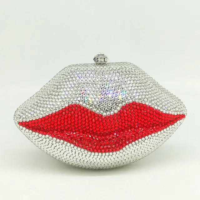 Hot Lips Rhinestones Clutch Bag