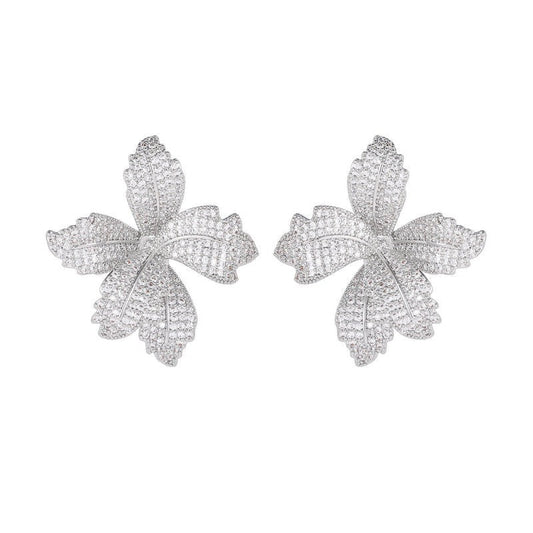 Zircon Blooming Lily Flower Earrings