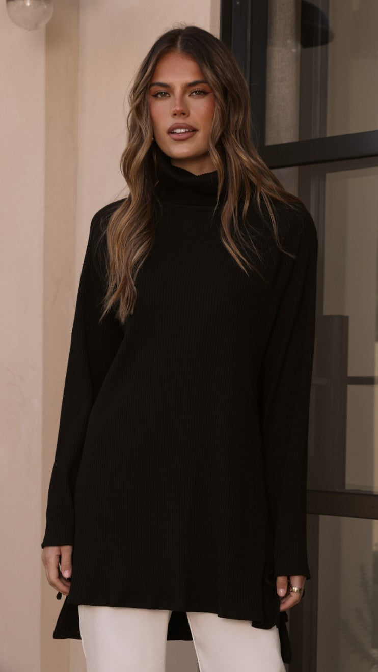 Ravio Oversized Rib Knit - Black