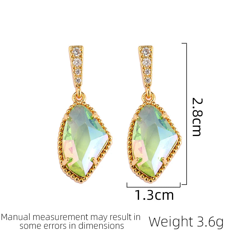 Irregular Crystal Glass Dangle Drop Earrings