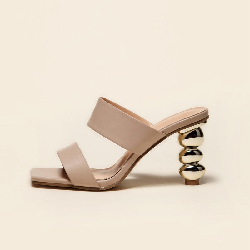 Metallic Bubble Heels Sandals