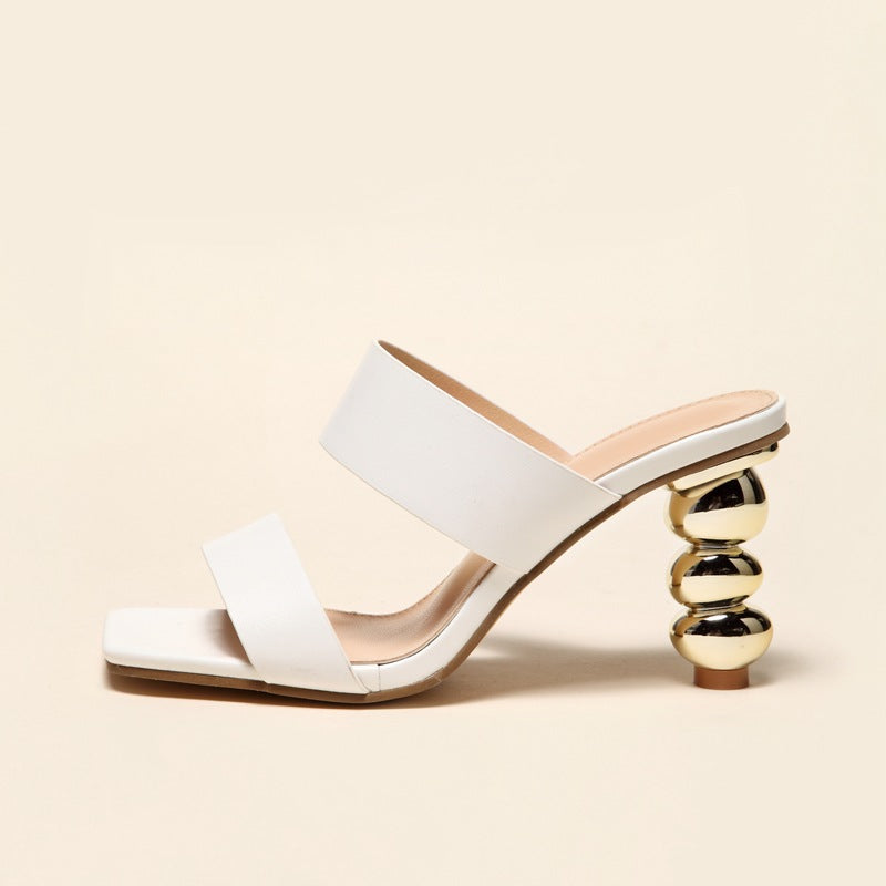 Metallic Bubble Heels Sandals