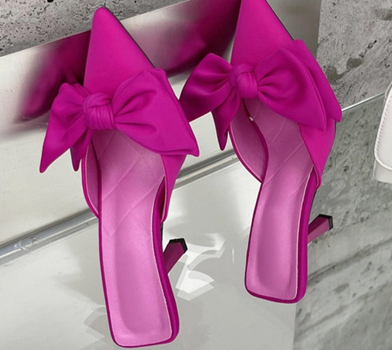 Butterfly Knot Pointed Toe Mules