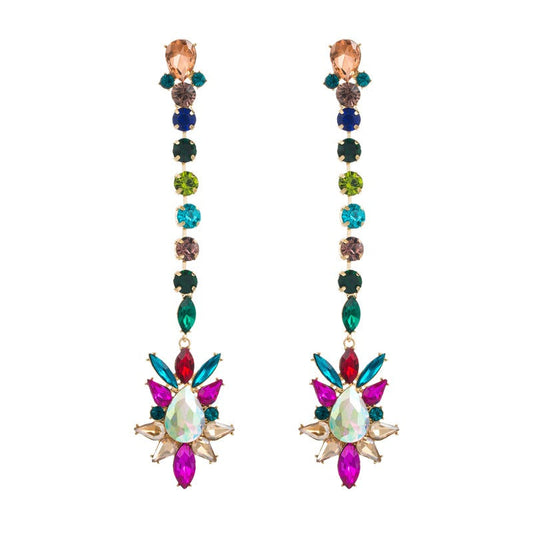 Geometric Multicolor Rhinestones Drop Earrings