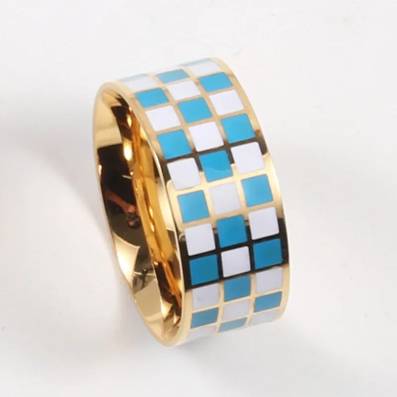 Waterproof Checkerboard Chunky Ring