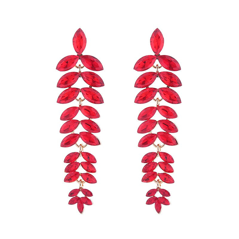 Multi-Layered Diamond Leaf Flower Earrings