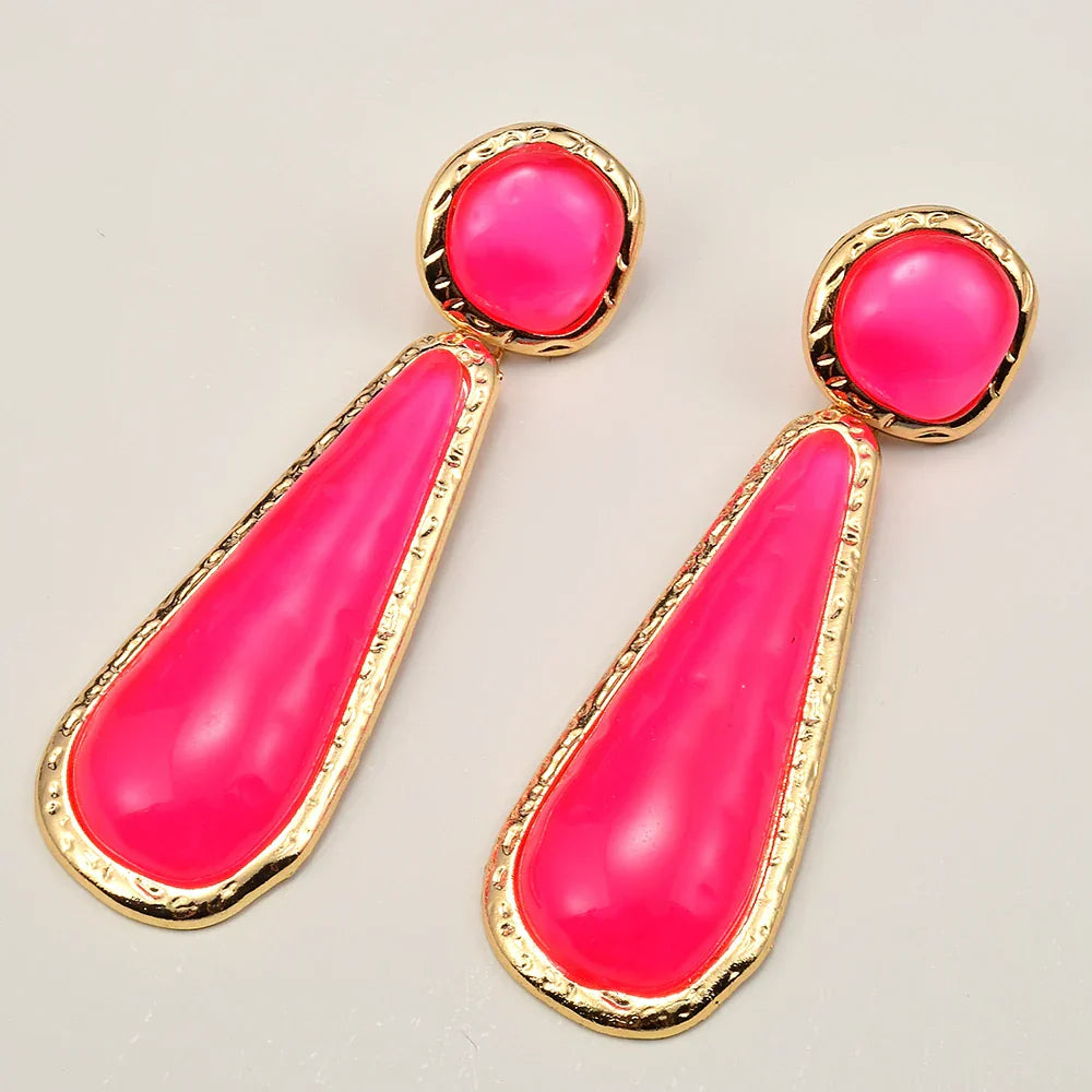 Geometric Water Drop Resin Earrings