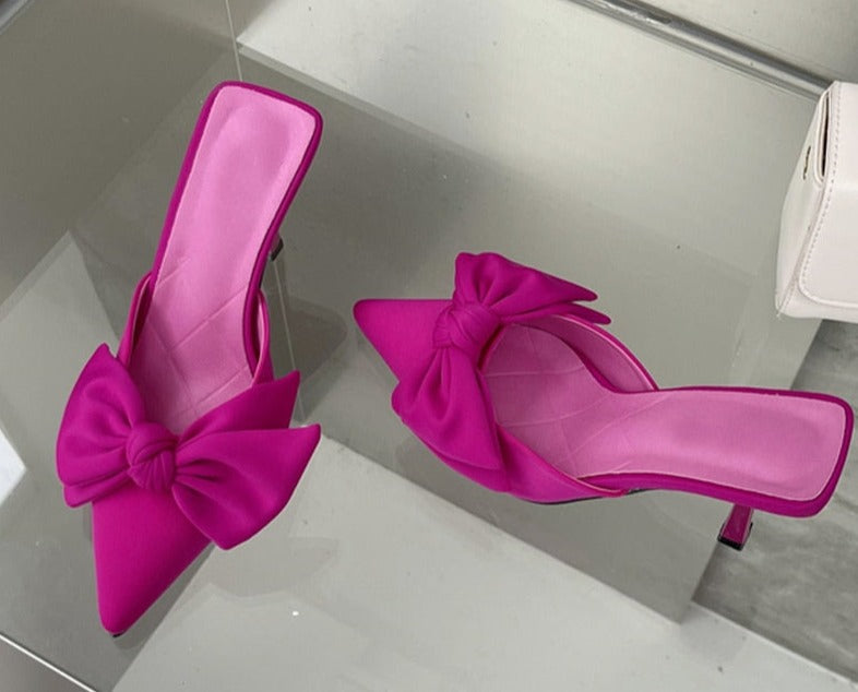 Butterfly Knot Pointed Toe Mules