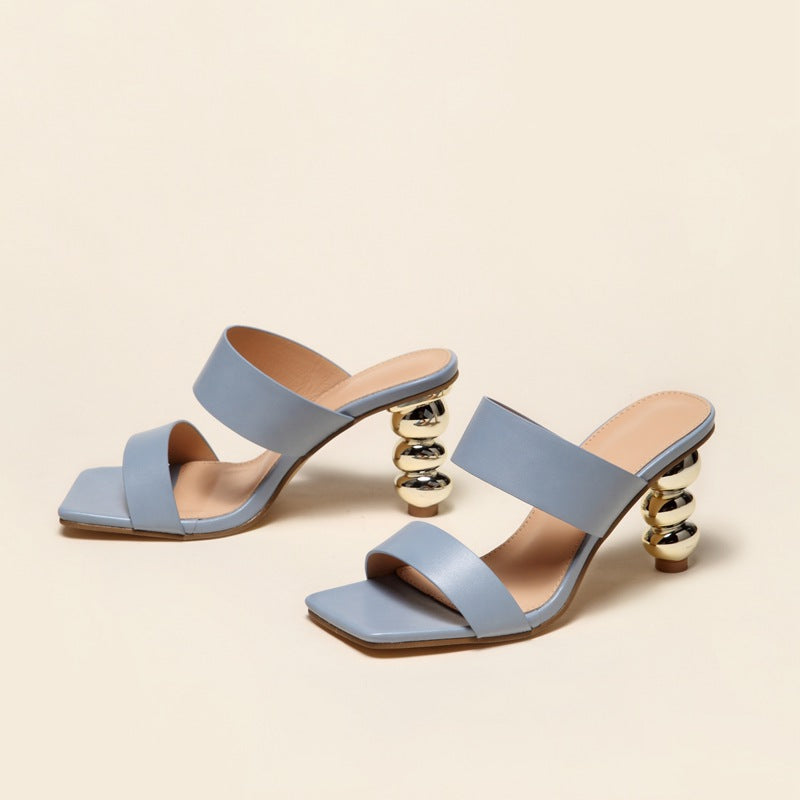 Metallic Bubble Heels Sandals