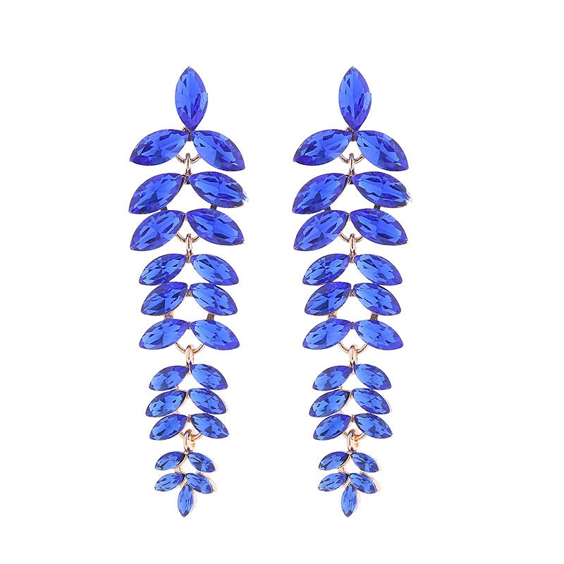 Multi-Layered Diamond Leaf Flower Earrings