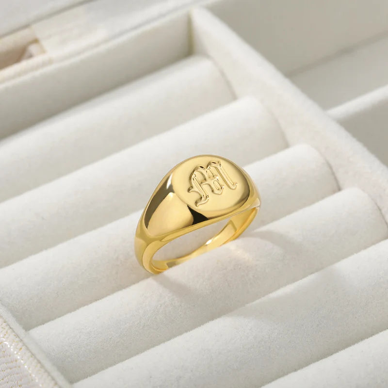 Stainless Steel A-Z Letter Initial Rings