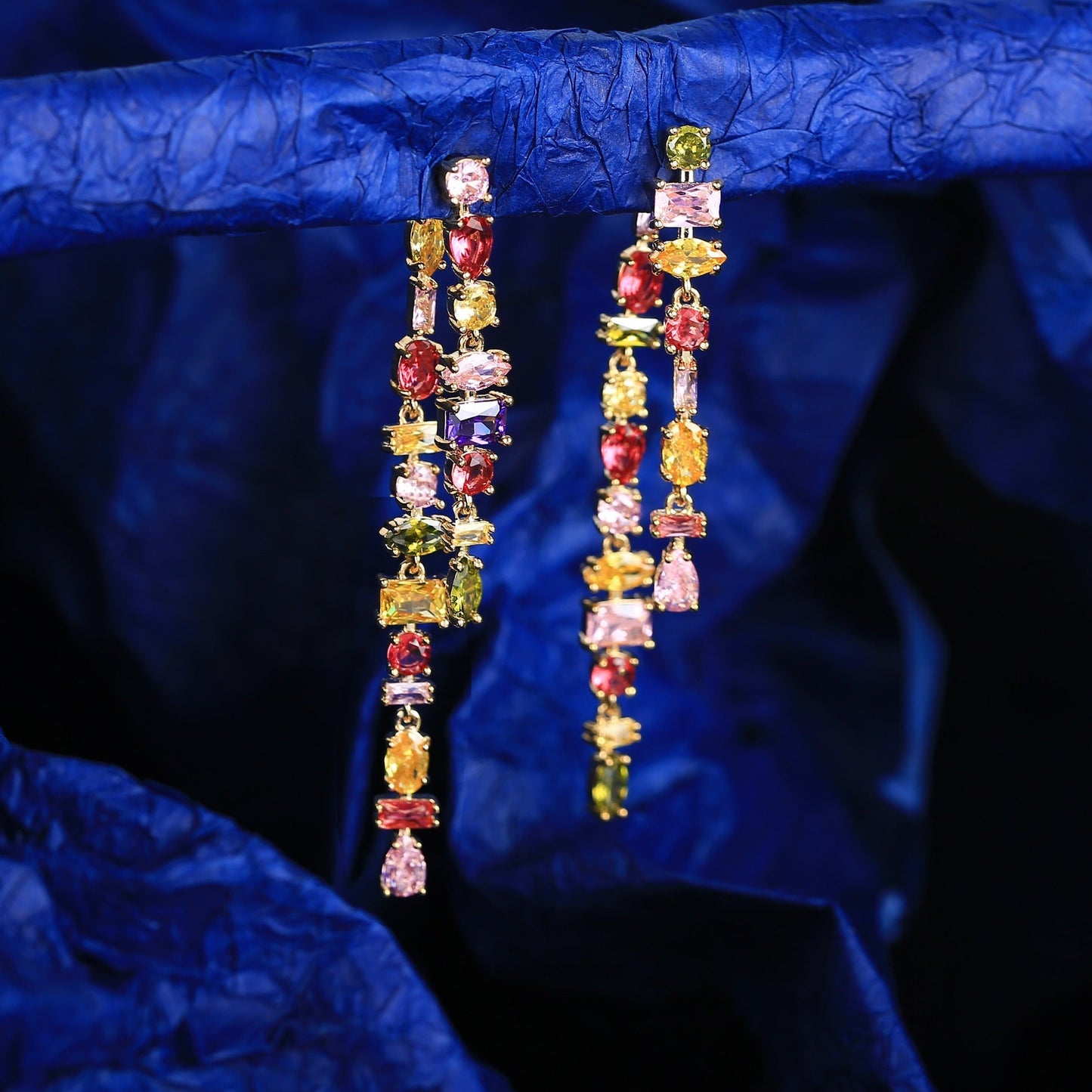 Zircon Multilayer Tassel Dangle Earrings