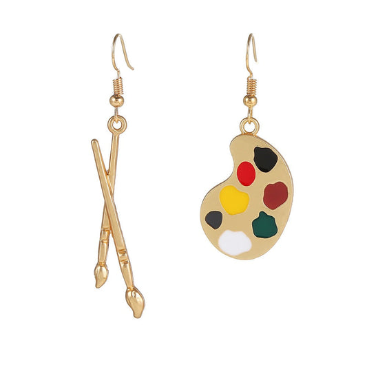 Asymmetrical Artistic Brushes Color Palettes Hooks Earrings