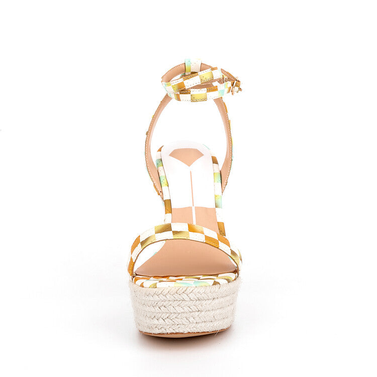 Checkered Wedge Heel 14CM Sandals