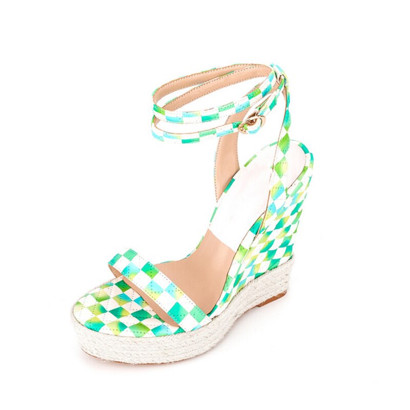 Checkered Wedge Heel 14CM Sandals