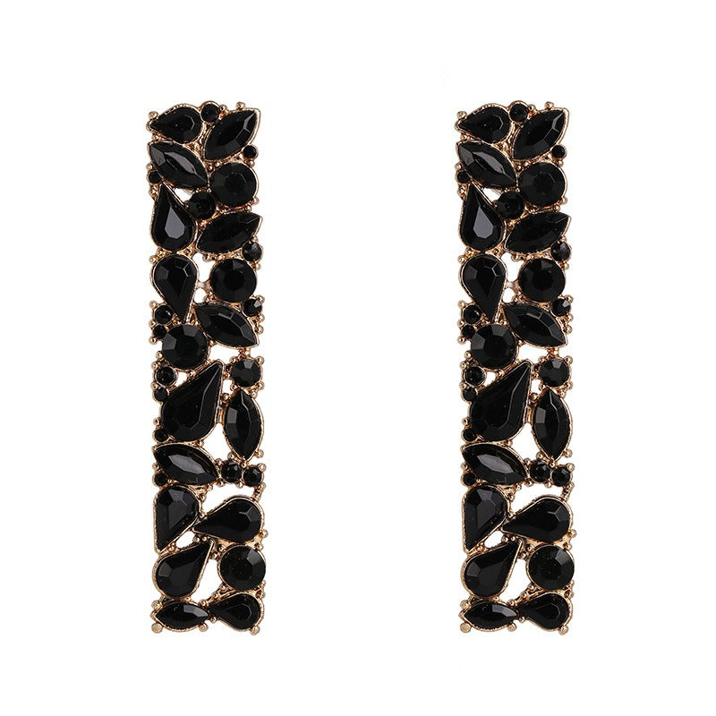 Retro Geometric Rhinestone Earrings