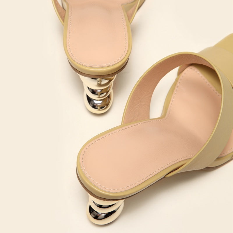 Metallic Bubble Heels Sandals
