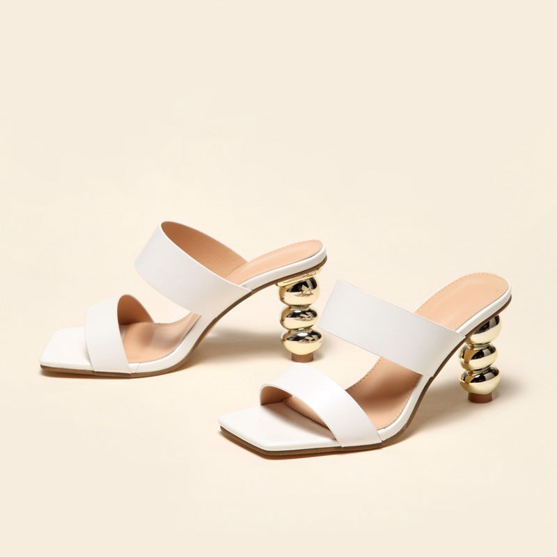 Metallic Bubble Heels Sandals