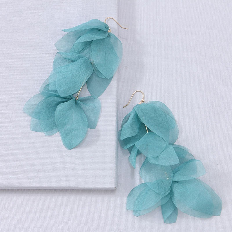 Multi Layered Petal Tassel Hook Earrings