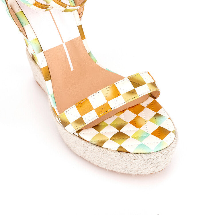 Checkered Wedge Heel 14CM Sandals