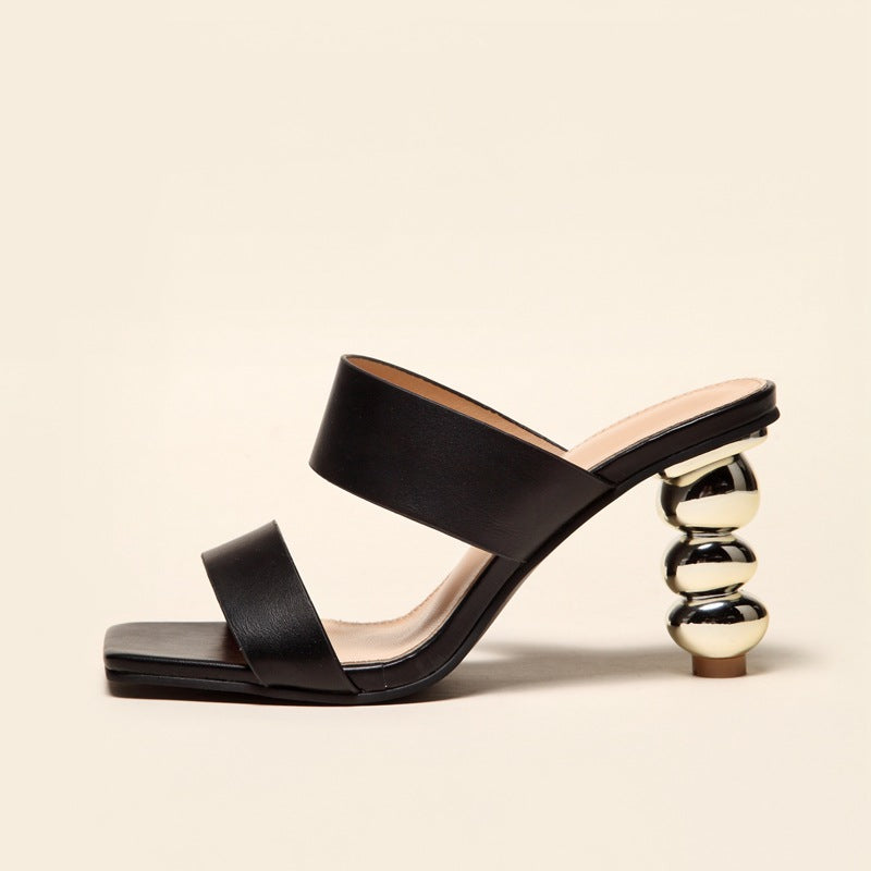 Metallic Bubble Heels Sandals