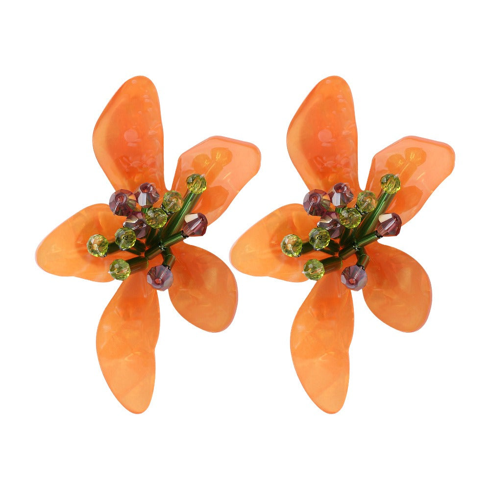 Acrylic Retro Flower Earrings