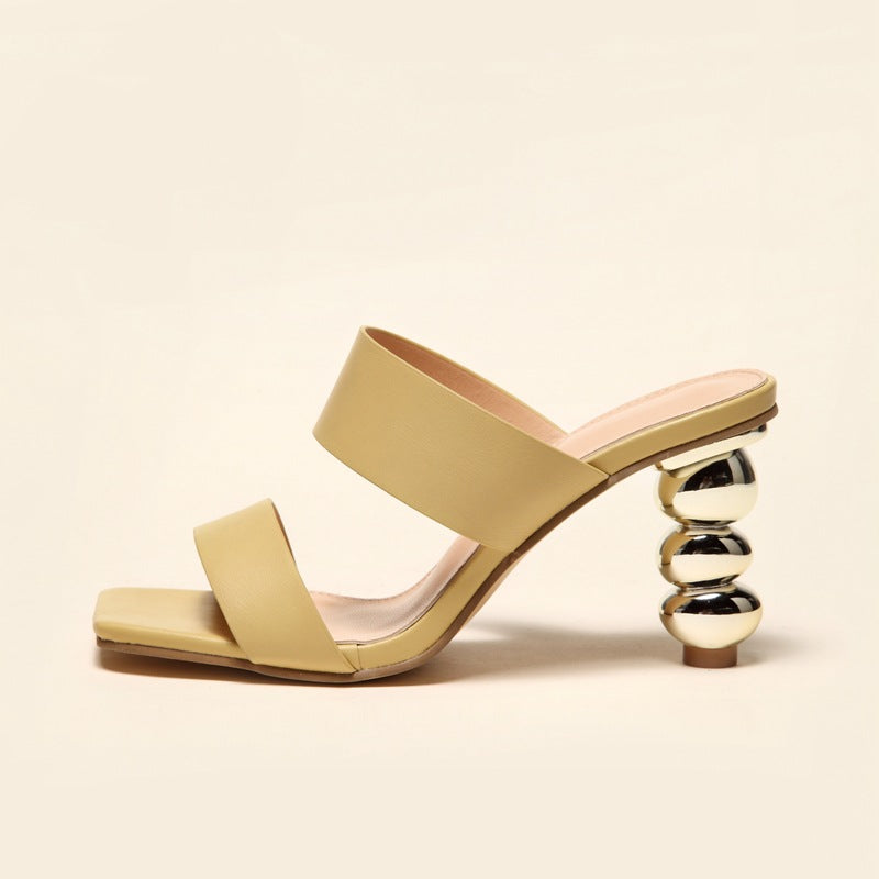 Metallic Bubble Heels Sandals