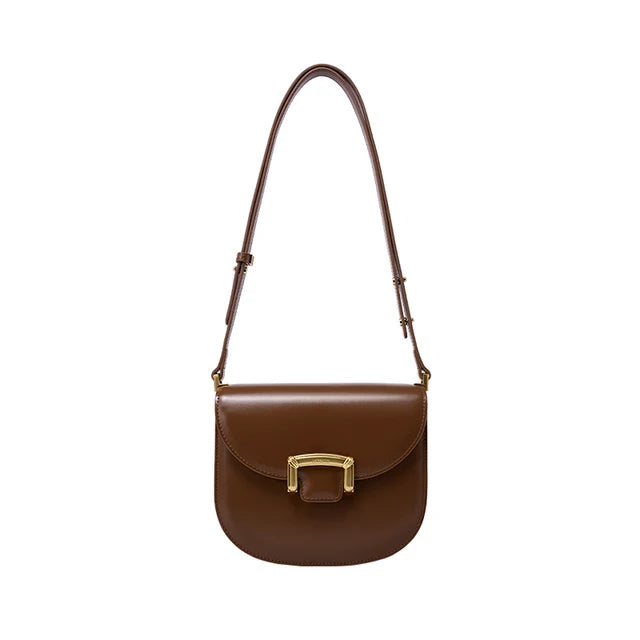 Retro Smooth Surface Buckle Saddle Bag