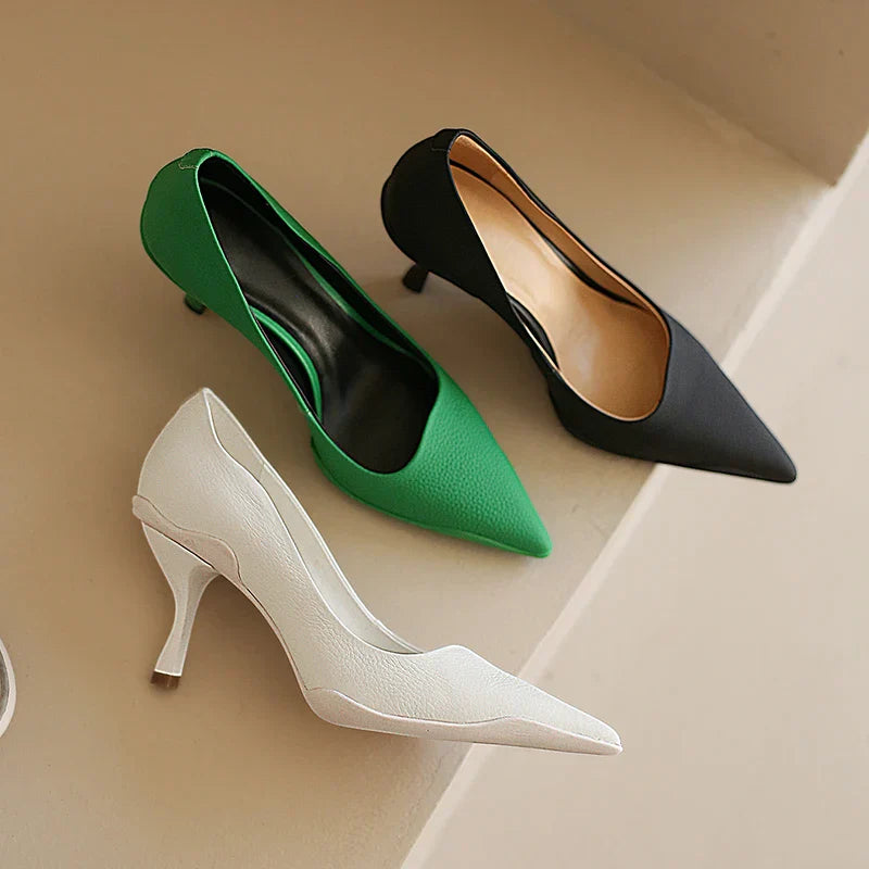 Classic Pointed Toes Leather Pumps