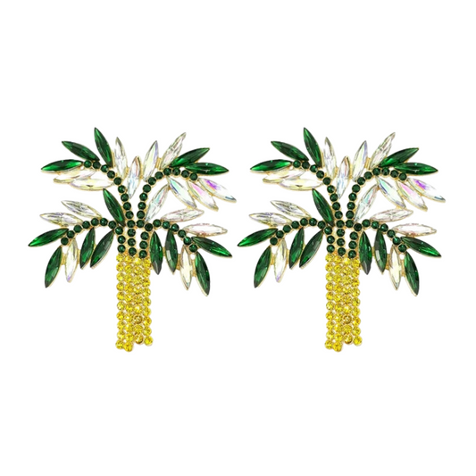 Palm Tree Crystal Stud Earrings