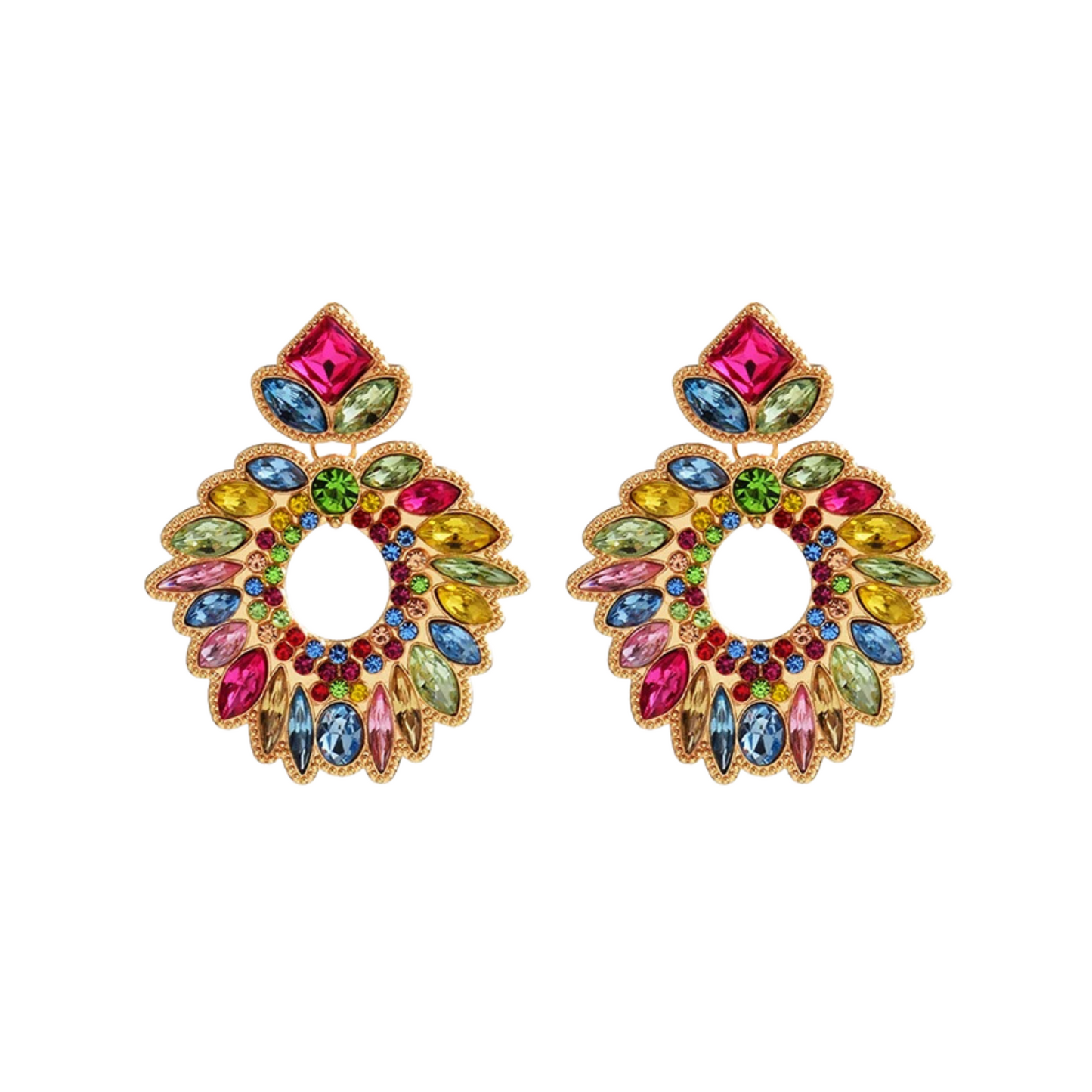 Rhinestone Wreath Drop Earrings