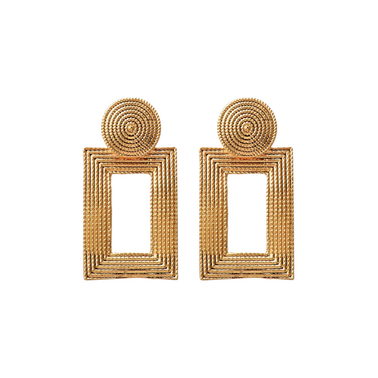 Rectangular Frame Drop Earrings