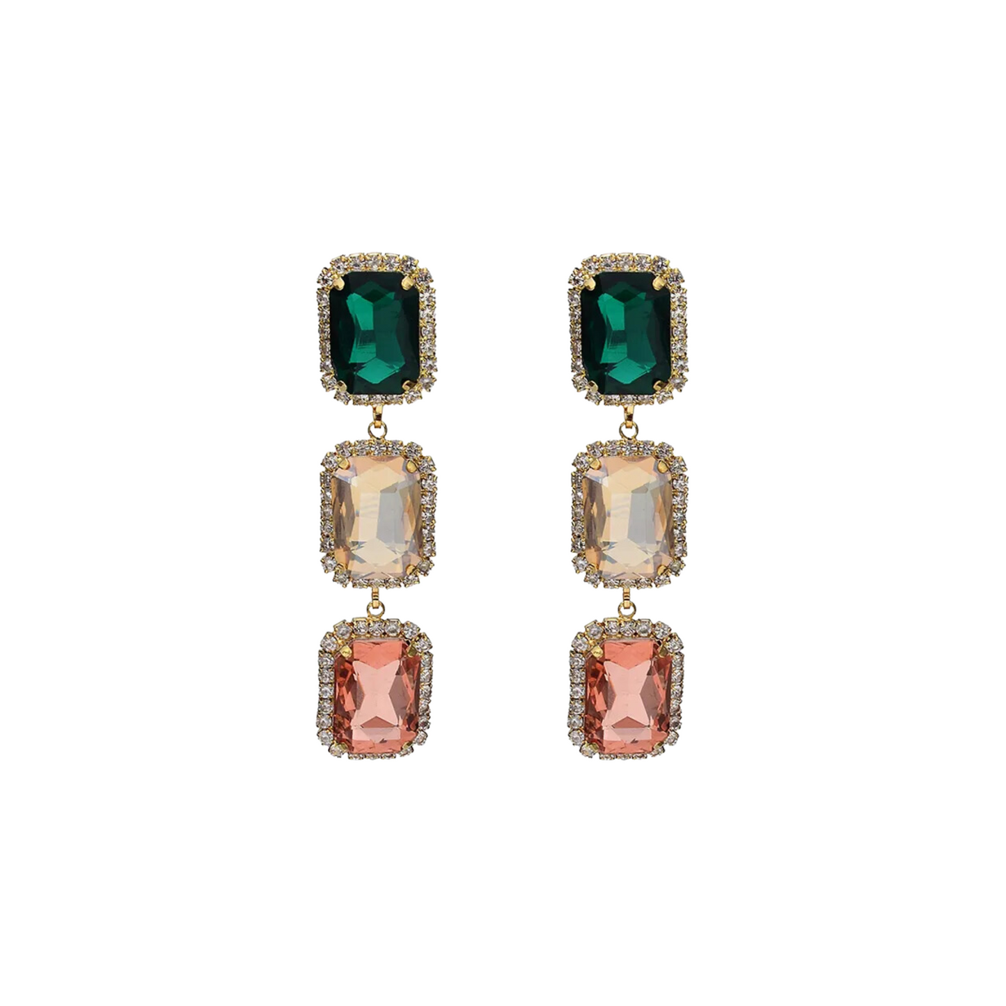 Geometric Gemstones Dangle Earrings