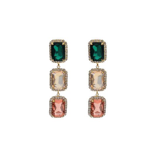 Geometric Gemstones Dangle Earrings